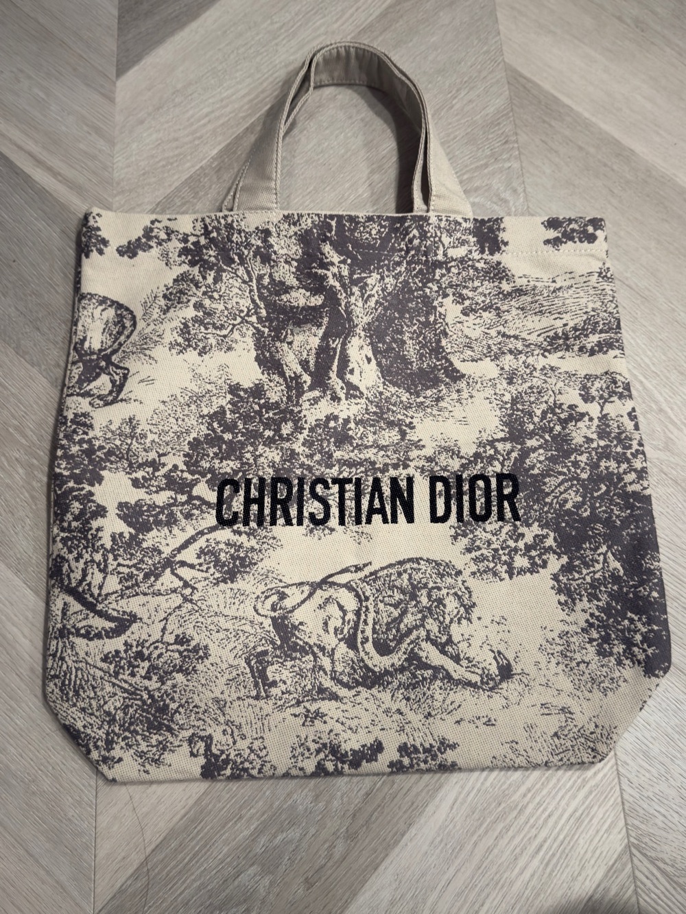 Christian Dior Toile de Jouy Tote - Cream & gray